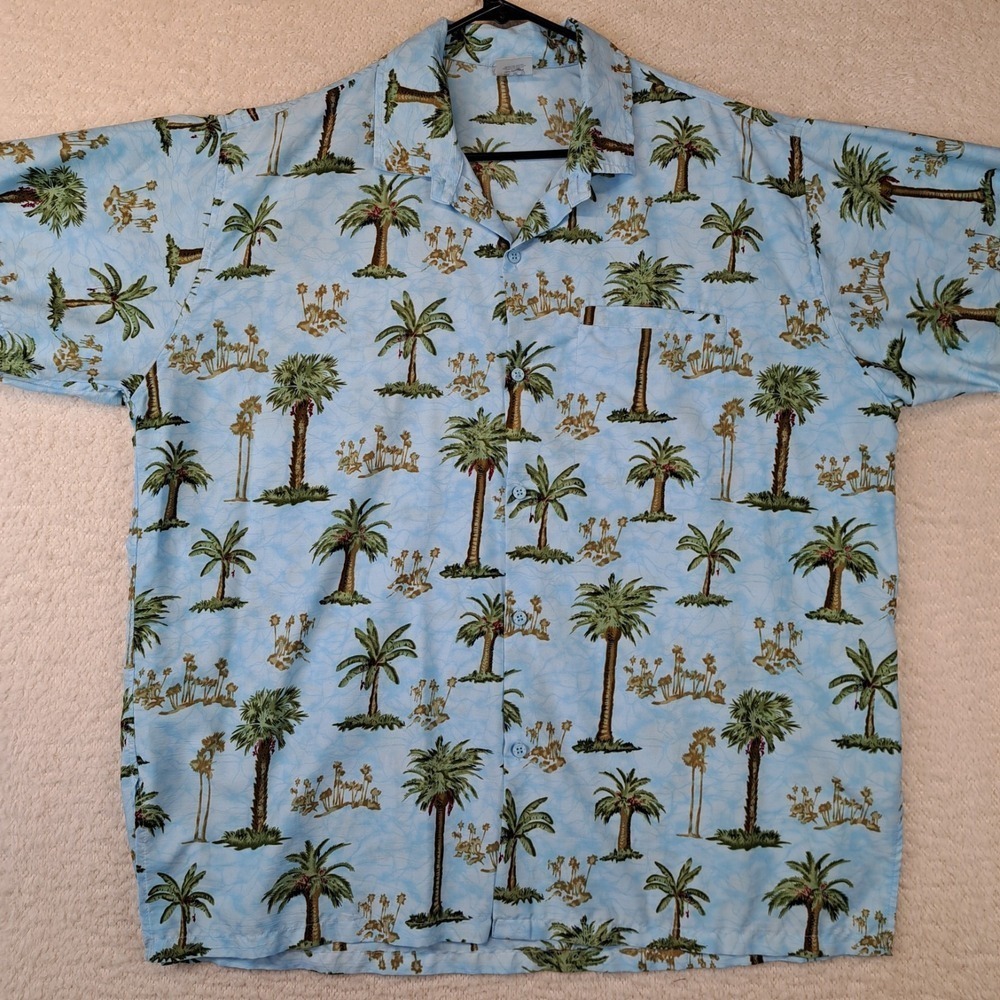 Men's Rima Hawaiian Shirt XL Tropical Palm Trees Short Sleeve Button Up